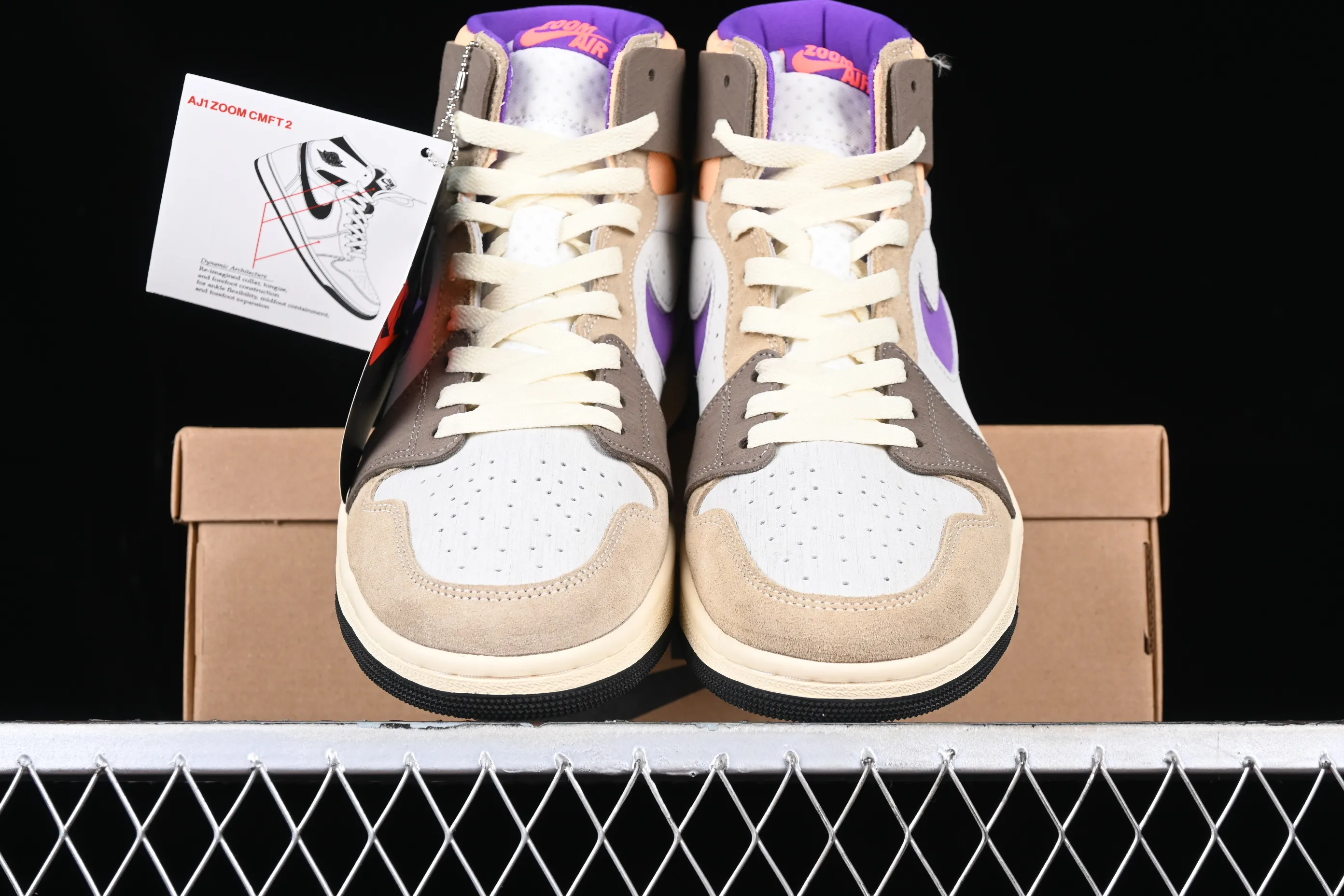 All categories Air Jordan Jordan series basketball shoes Air Jordan 1 High Air Jordan 1 Zoom CMFT AJ1 Joe 1 gray and purple color matching DV1307-205